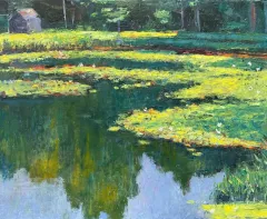 Painting of lillypads by Tom Curry