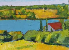 Painting of Benjamin's River Boat Yard by Tom Curry